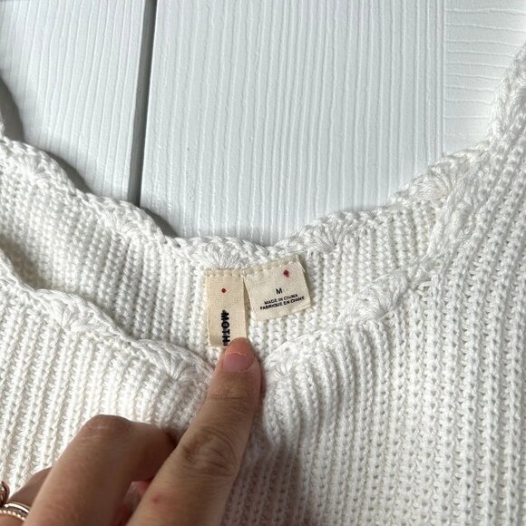 Anthropologie Moth Newport White Scalloped Knit Tank Top Women's Size Medium M - Picture 4 of 6